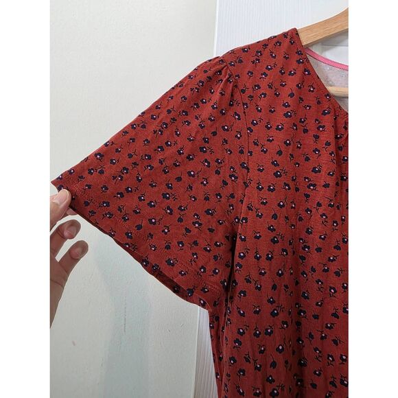 Boden Evangeline Burnt Orange Rust Floral Soft Jersey Dress - NWT - Size 6R - Picture 7 of 9